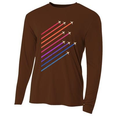 Vintage Retro Airplane Flight Cooling Performance Long Sleeve Crew