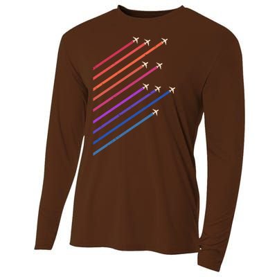 Vintage Retro Airplane Flight Cooling Performance Long Sleeve Crew