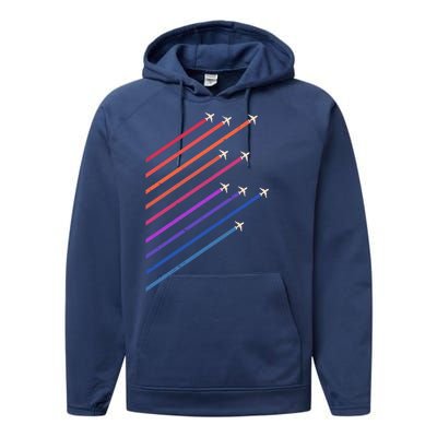 Vintage Retro Airplane Flight Performance Fleece Hoodie