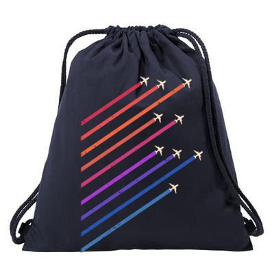 Vintage Retro Airplane Flight Drawstring Bag