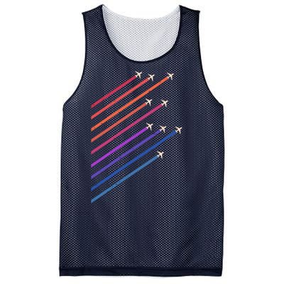 Vintage Retro Airplane Flight Mesh Reversible Basketball Jersey Tank