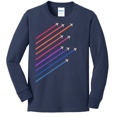 Vintage Retro Airplane Flight Kids Long Sleeve Shirt