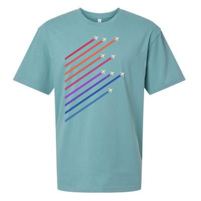 Vintage Retro Airplane Flight Sueded Cloud Jersey T-Shirt