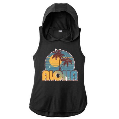 Vintage Retro Aloha  Ladies PosiCharge Tri-Blend Wicking Draft Hoodie Tank