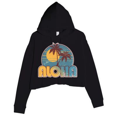 Vintage Retro Aloha  Crop Fleece Hoodie