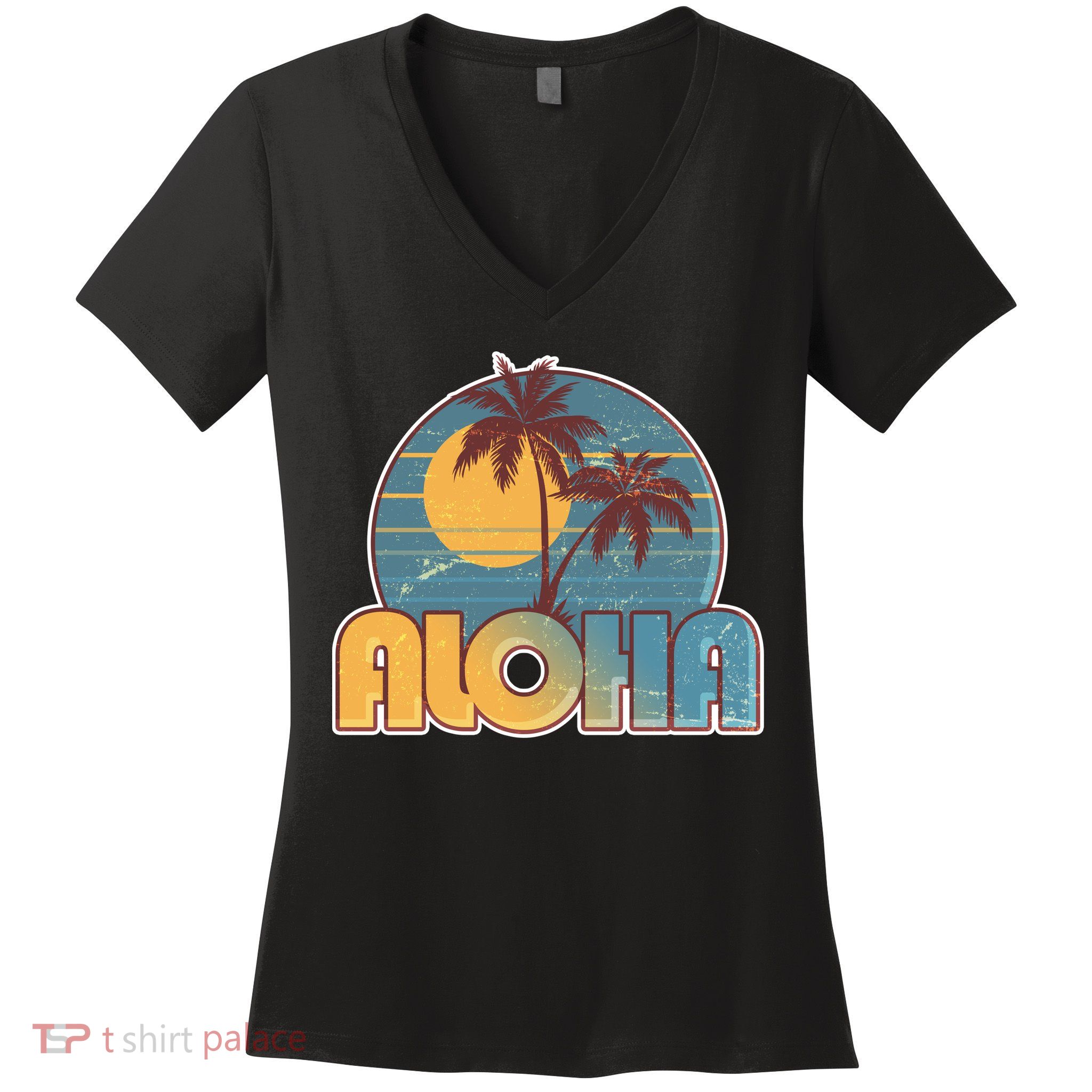 Vintage Retro Aloha  Women's V-Neck T-Shirt
