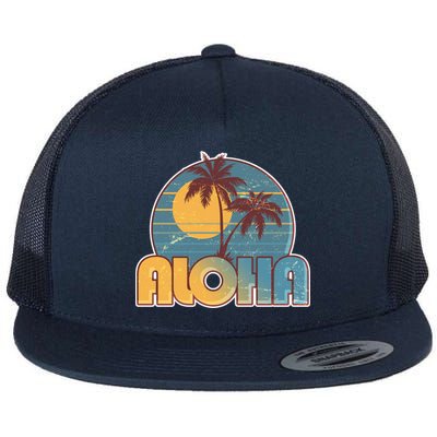 Vintage Retro Aloha  Flat Bill Trucker Hat