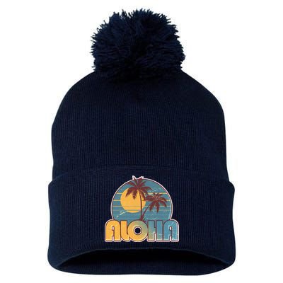 Vintage Retro Aloha  Pom Pom 12in Knit Beanie