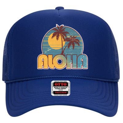 Vintage Retro Aloha  High Crown Mesh Back Trucker Hat