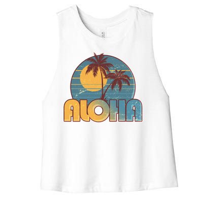 Vintage Retro Aloha  Women's Racerback Cropped Tank