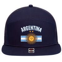 Vintage Retro Argentina Country Flag  7 Panel Mesh Trucker Snapback Hat