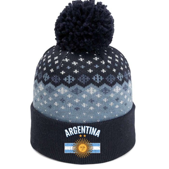 Vintage Retro Argentina Country Flag  The Baniff Cuffed Pom Beanie