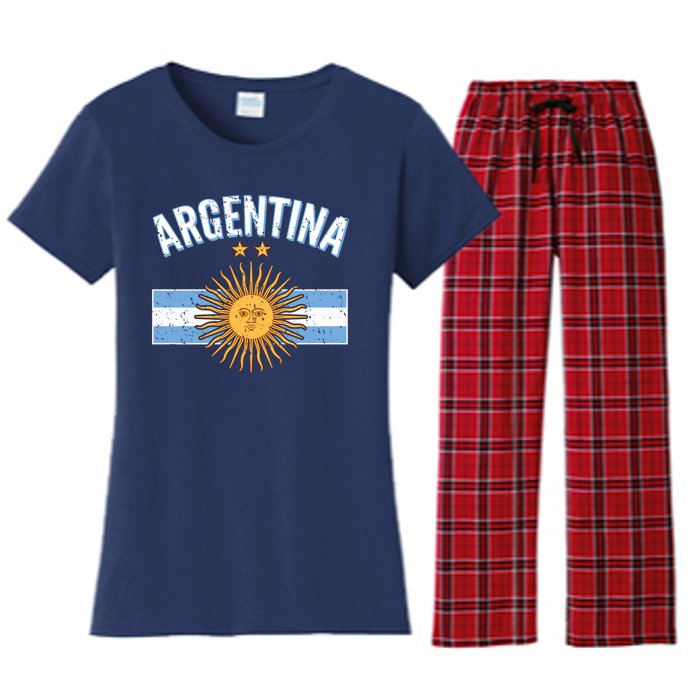 Vintage Retro Argentina Country Flag  Women's Flannel Pajama Set