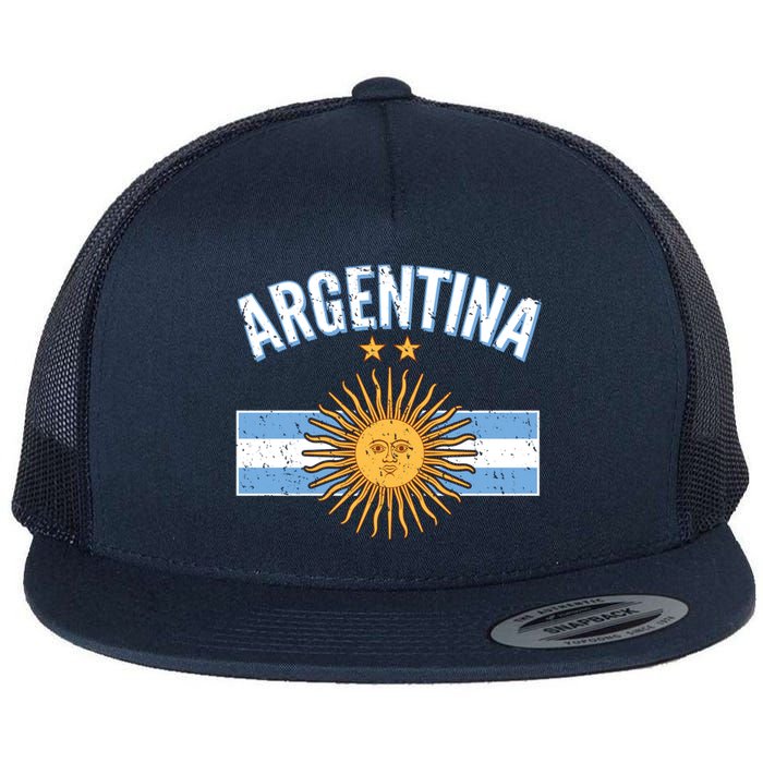 Vintage Retro Argentina Country Flag  Flat Bill Trucker Hat