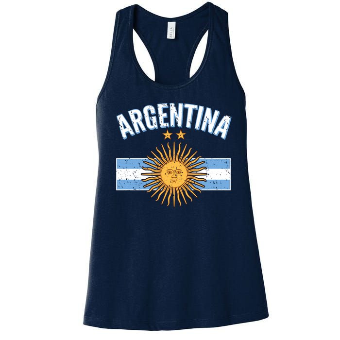 Vintage Retro Argentina Country Flag  Women's Racerback Tank