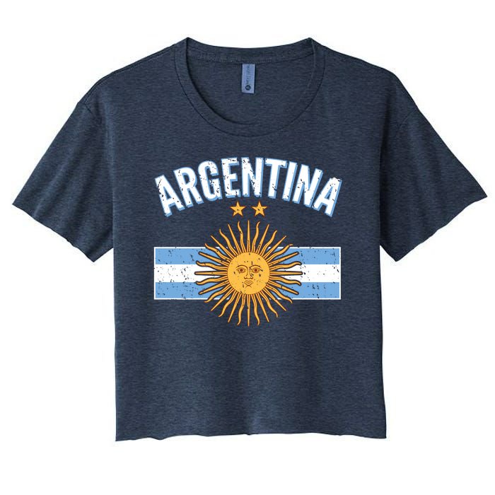 Vintage Retro Argentina Country Flag  Women's Crop Top Tee