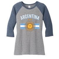 Vintage Retro Argentina Country Flag  Women's Tri-Blend 3/4-Sleeve Raglan Shirt