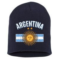 Vintage Retro Argentina Country Flag  Short Acrylic Beanie