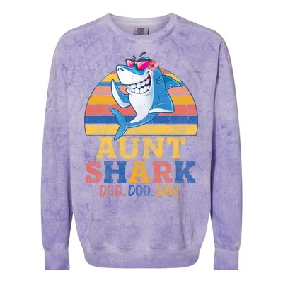 Vintage Retro Aunt Shark Doo Colorblast Crewneck Sweatshirt