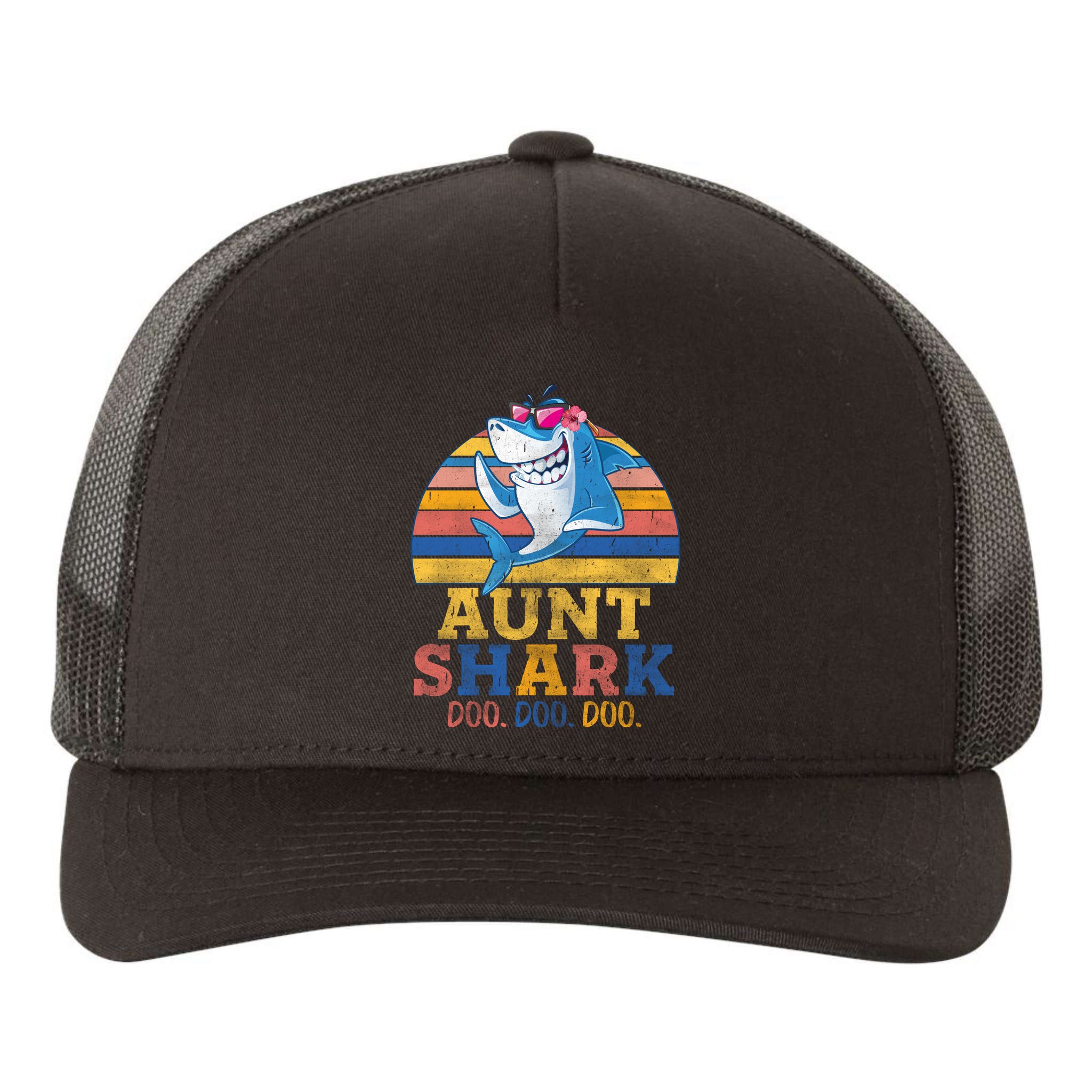 Vintage Retro Aunt Shark Doo Yupoong Adult 5-Panel Trucker Hat
