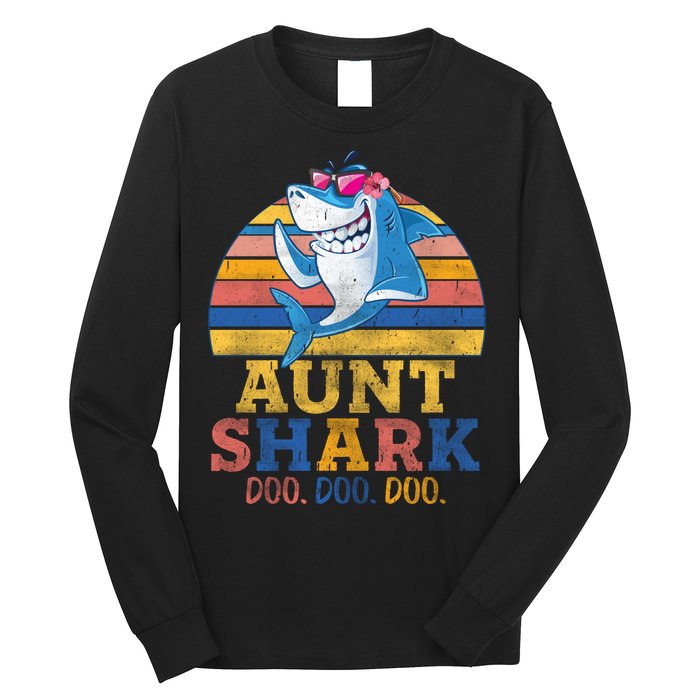 Vintage Retro Aunt Shark Doo Long Sleeve Shirt