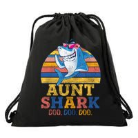 Vintage Retro Aunt Shark Doo Drawstring Bag