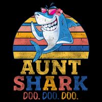 Vintage Retro Aunt Shark Doo Drawstring Bag