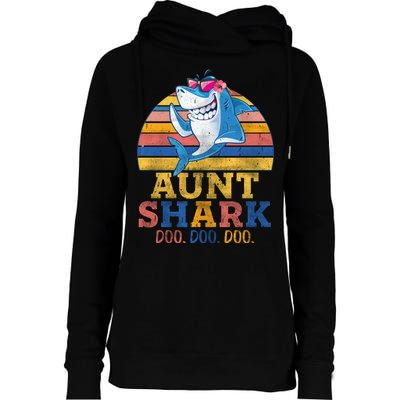 Vintage Retro Aunt Shark Doo Womens Funnel Neck Pullover Hood