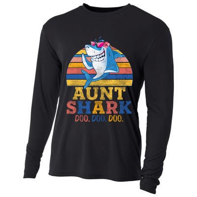 Vintage Retro Aunt Shark Doo Cooling Performance Long Sleeve Crew