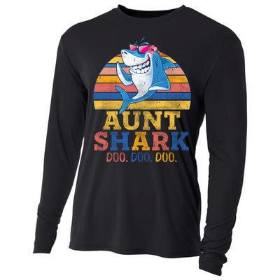 Vintage Retro Aunt Shark Doo Cooling Performance Long Sleeve Crew