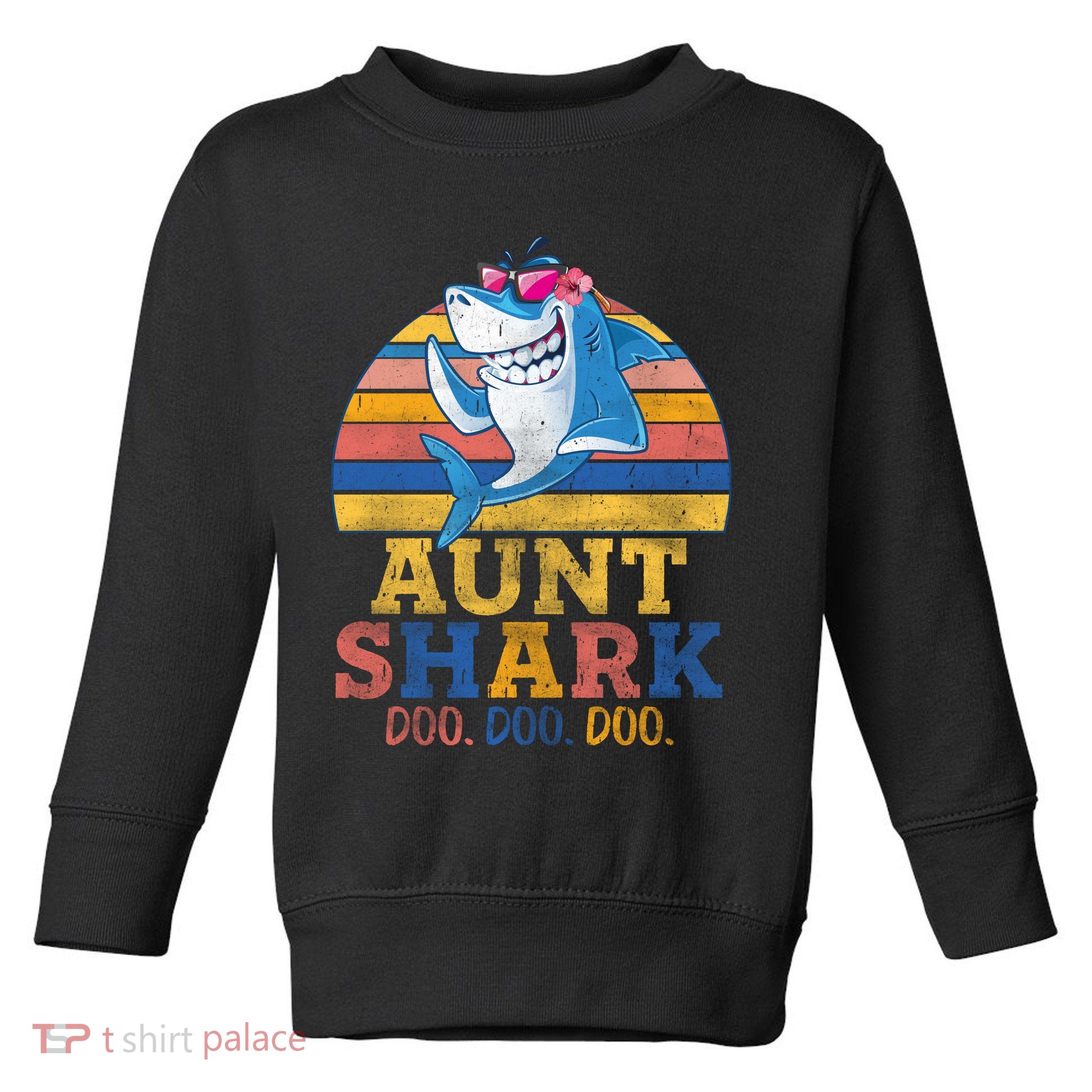 Vintage Retro Aunt Shark Doo Toddler Sweatshirt