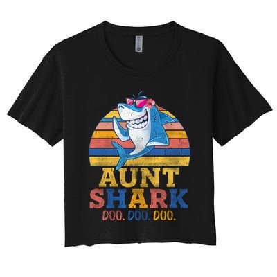 Vintage Retro Aunt Shark Doo Crop Top