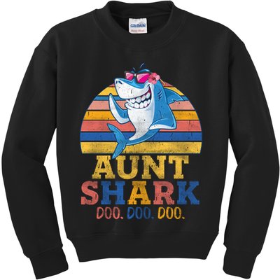 Vintage Retro Aunt Shark Doo Kids Sweatshirt