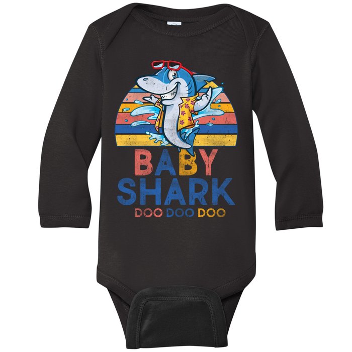 Vintage Retro Baby Shark Doo Baby Long Sleeve Bodysuit