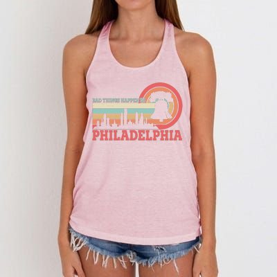 Vintage Retro Bad Things Happen In Philadelphia Women's Knotted Racerback Tank