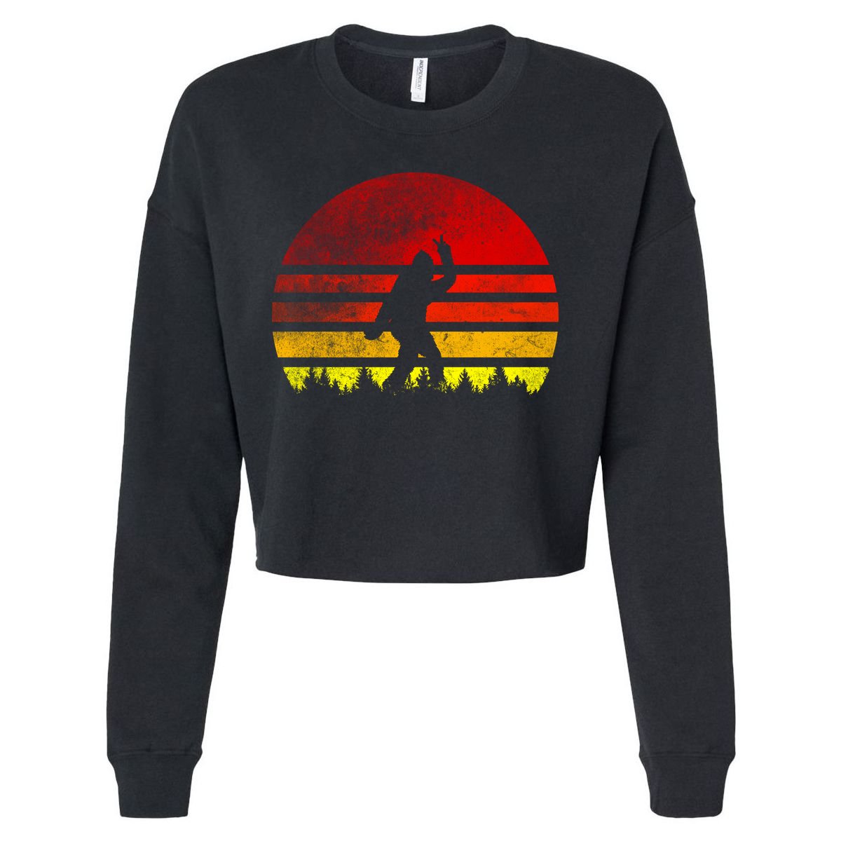 Vintage Retro Bigfoot Believe Cropped Pullover Crew
