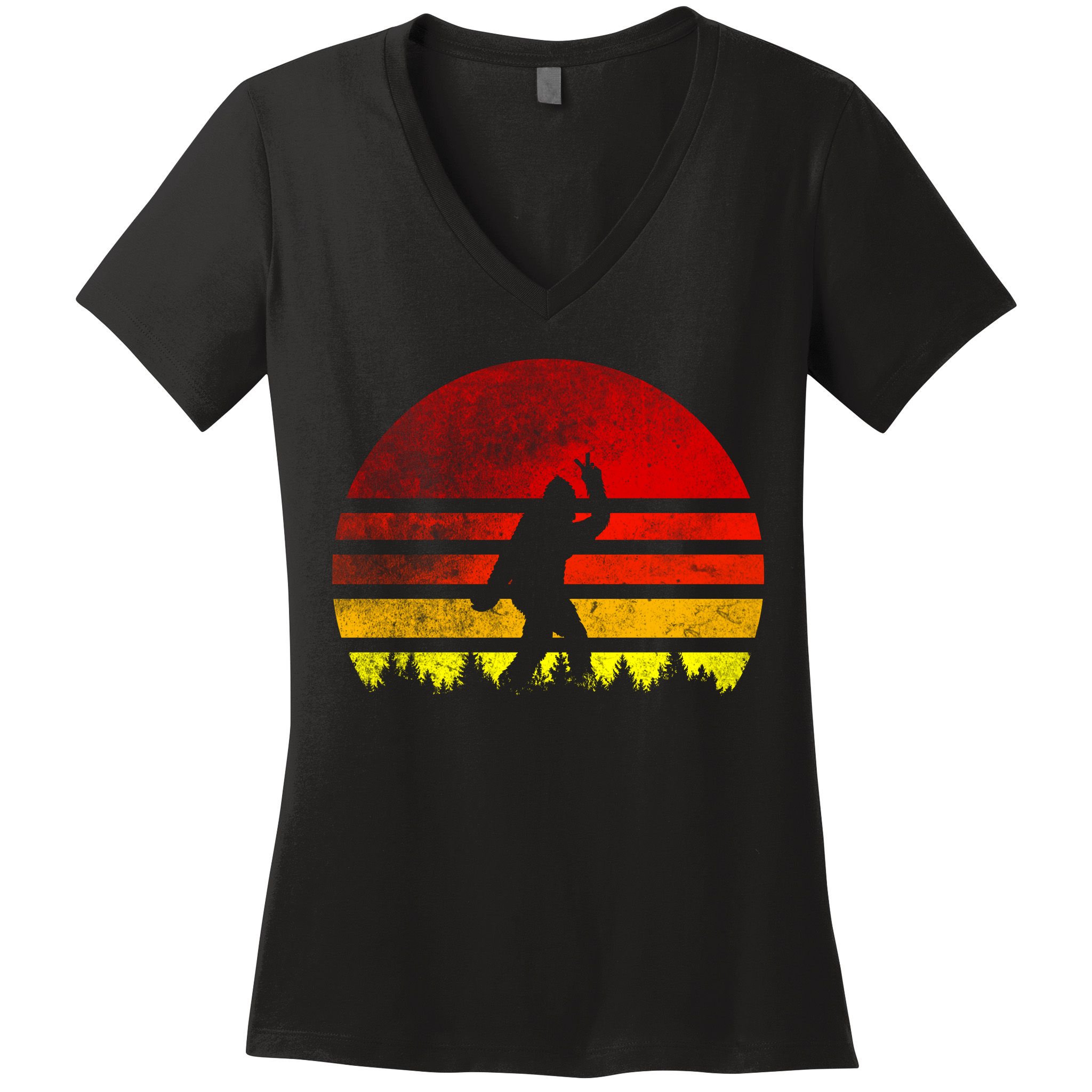 Vintage Retro Bigfoot Believe Women's V-Neck T-Shirt