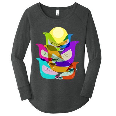 Vintage Retro Birds Women's Perfect Tri Tunic Long Sleeve Shirt