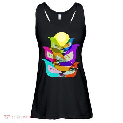 Vintage Retro Birds Ladies Essential Flowy Tank
