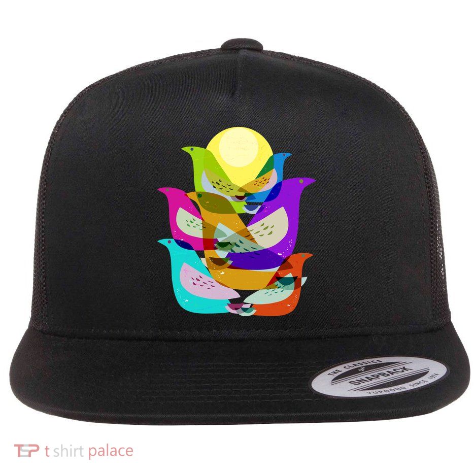Vintage Retro Birds Flatbill Hat