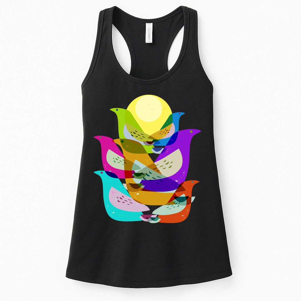Vintage Retro Birds Womens Tank Top