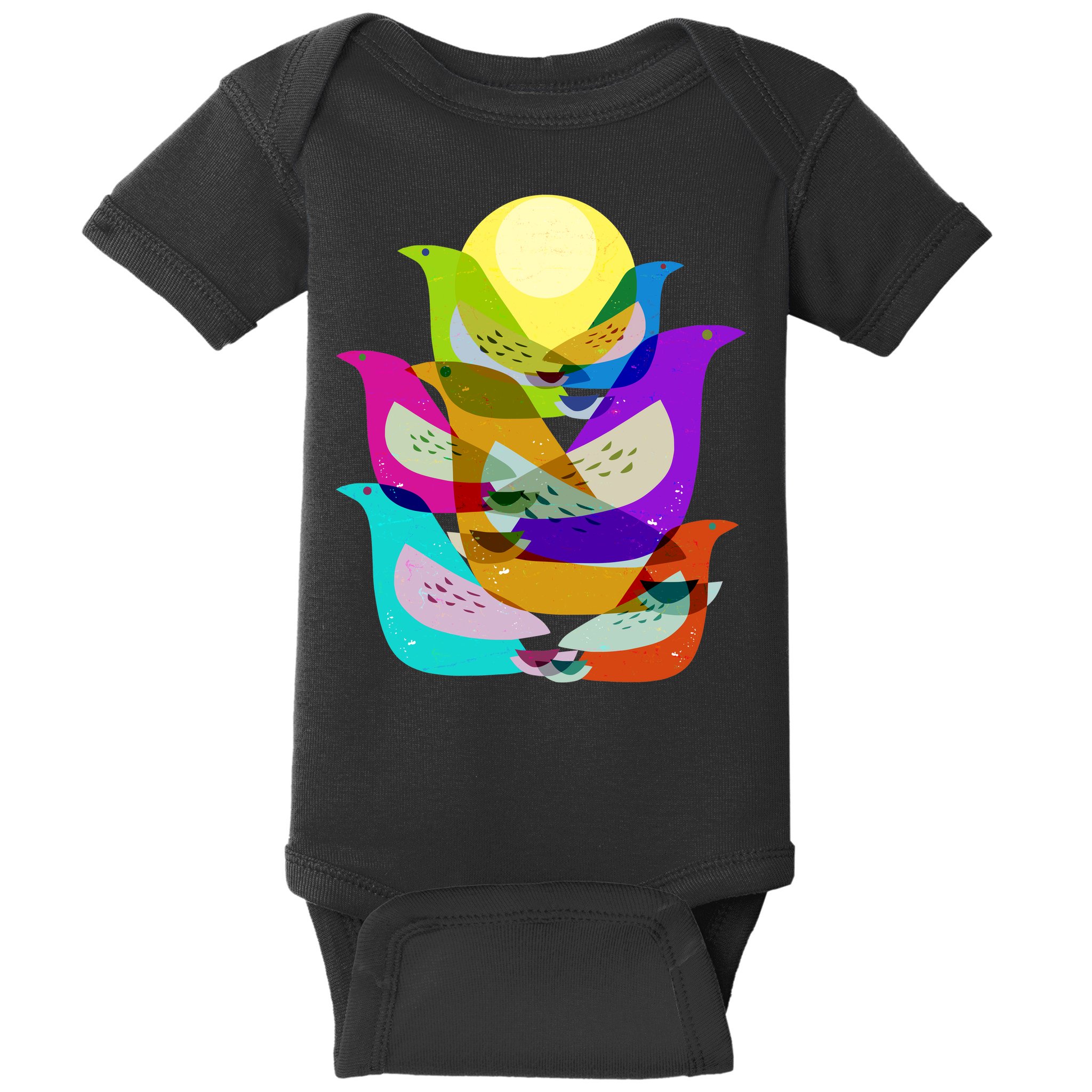 Vintage Retro Birds Baby Bodysuit