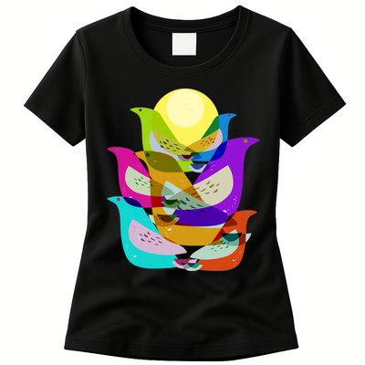 Vintage Retro Birds Womens T-Shirt