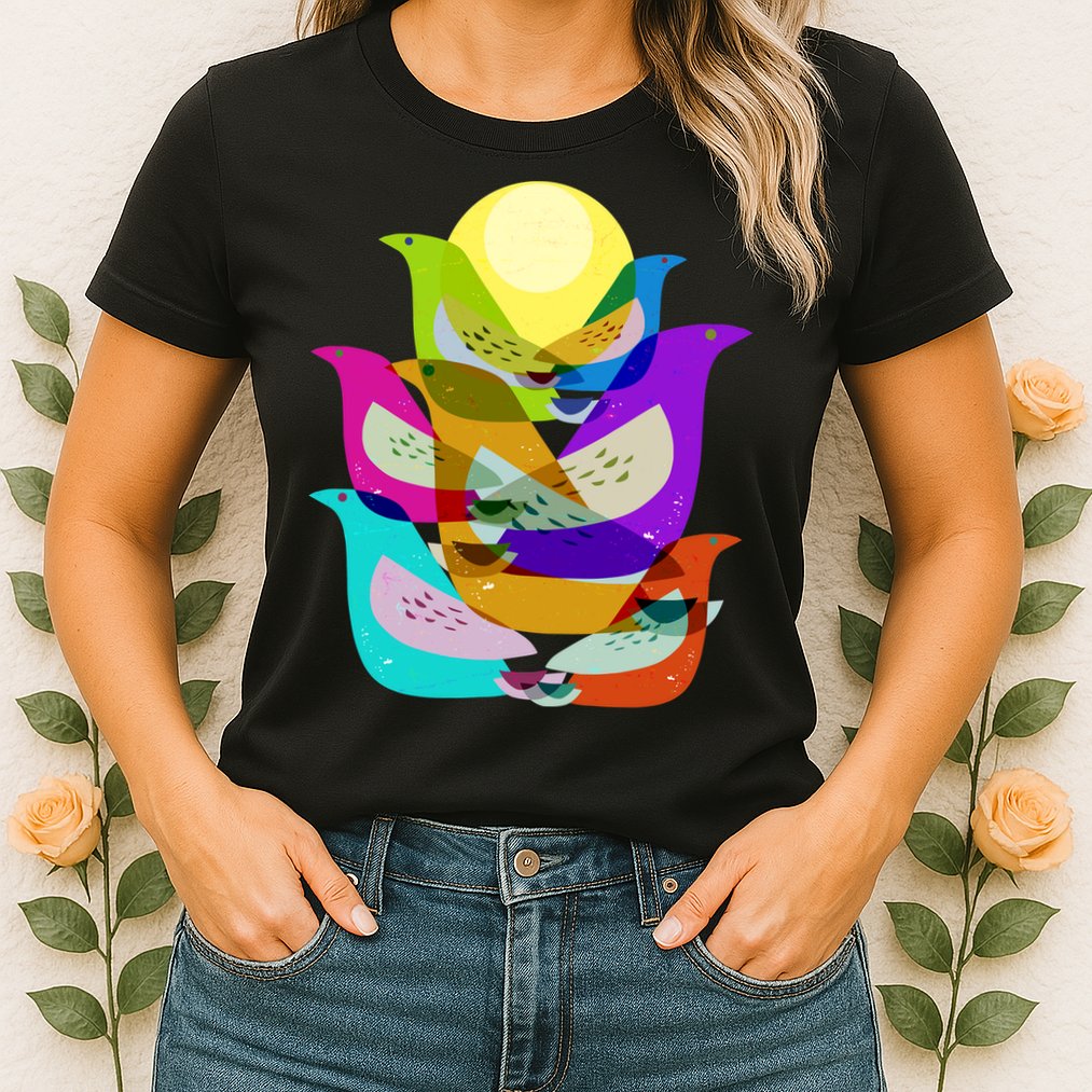 Vintage Retro Birds Womens T-Shirt