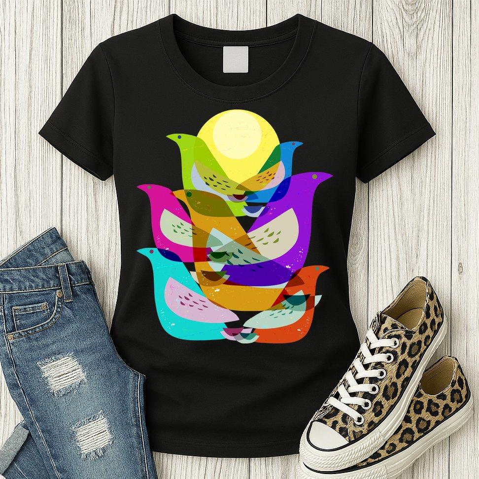 Vintage Retro Birds Womens T-Shirt