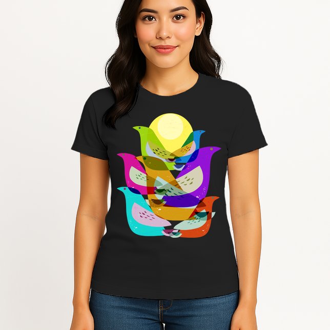 Vintage Retro Birds Womens T-Shirt