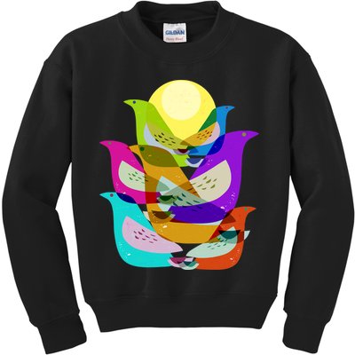 Vintage Retro Birds Kids Sweatshirt