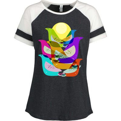 Vintage Retro Birds Enza Ladies Jersey Colorblock Tee