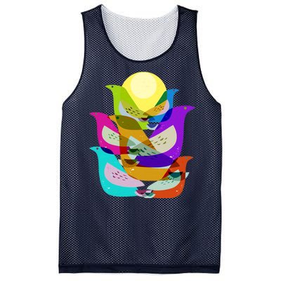 Vintage Retro Birds Mesh Reversible Basketball Jersey Tank