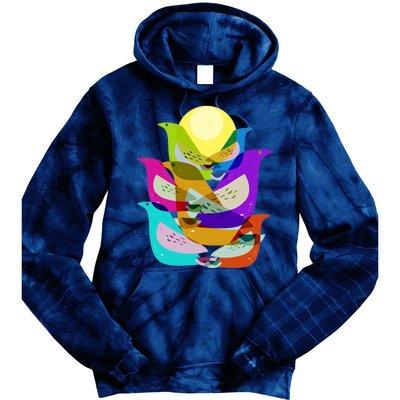 Vintage Retro Birds Tie Dye Hoodie